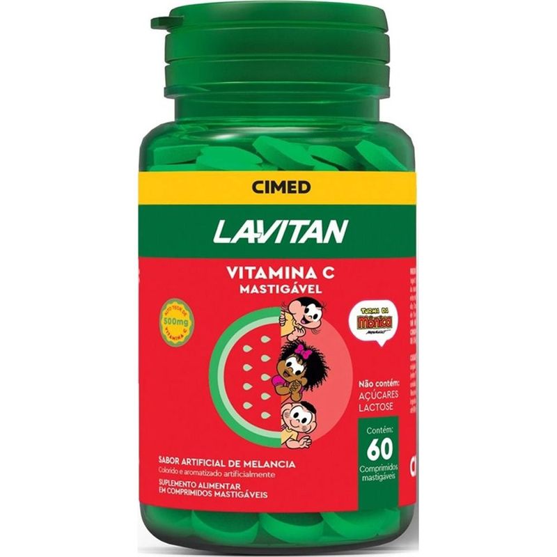 lavitan vitamina c 500mg 60 comprimidos mastigáveis turma da mônica sabor melancia cimed