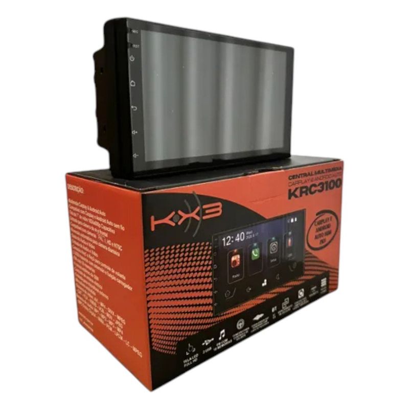 central multimídia kx3 carplay e android 7 2din ahd espelhamento sem fio krc3100 (mp)