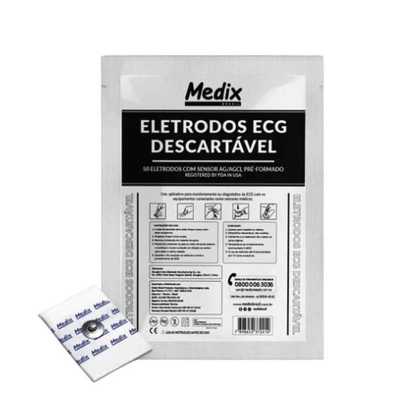 eletrodo descartável medix ecg com 50 unidades (mp)