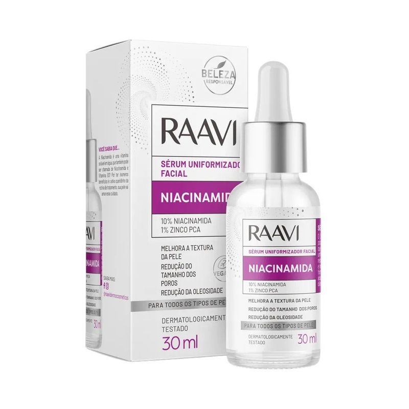 sérum uniformizador raavi facial niacinamida 30ml (mp)