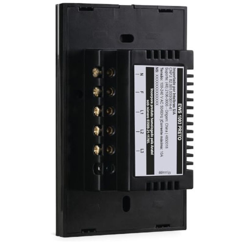 interruptor intelbras smart wi-fi touch 3 teclas preto ews 1003