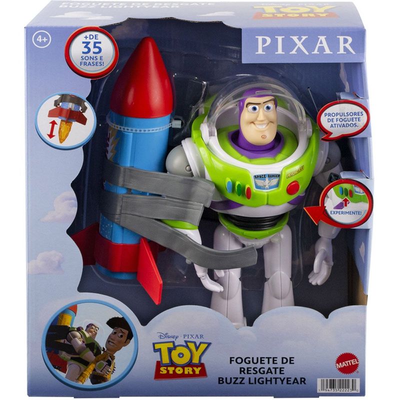 boneco mattel buzz lightyear toy story com foguete hww56