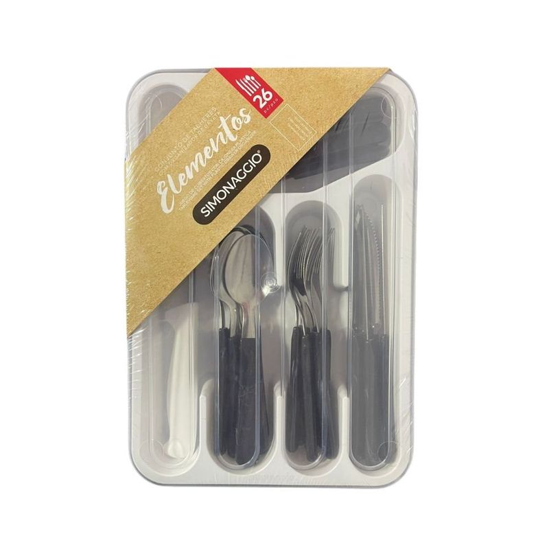 conjunto de talheres simonaggio 26 peças elementos orion com organizador de gaveta (mp)