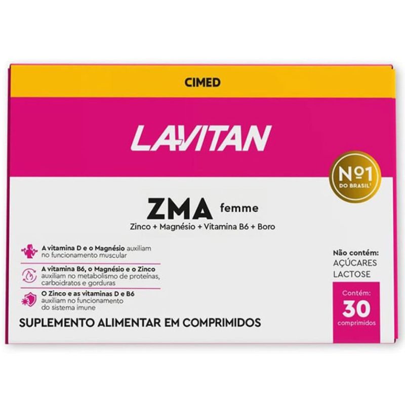 lavitan zma femme 30 comprimidos polivitamínico zinco magnésio vitamina b6 e boro cimed