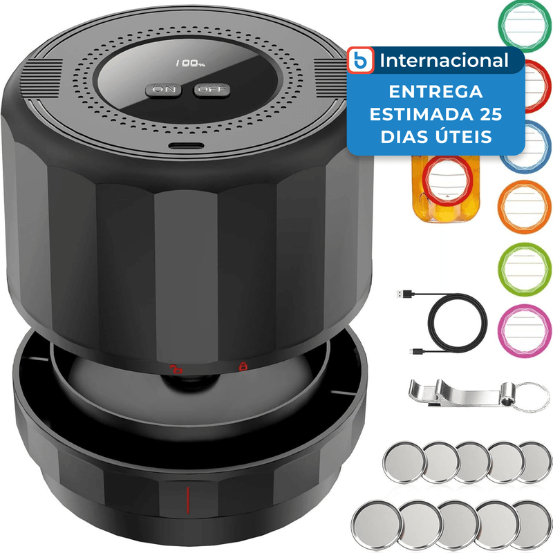 kit selador a vácuo unerver elétrico para pote de vidro preto a-mbi