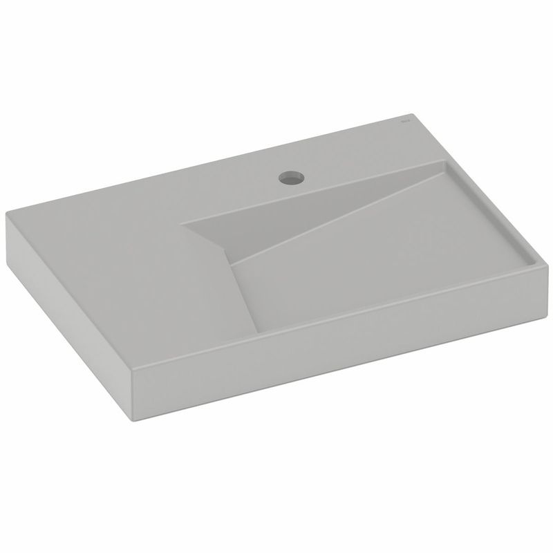 cuba de sobrepor roca horizon com mesa geométrica 60x42x7cm stone (mp)