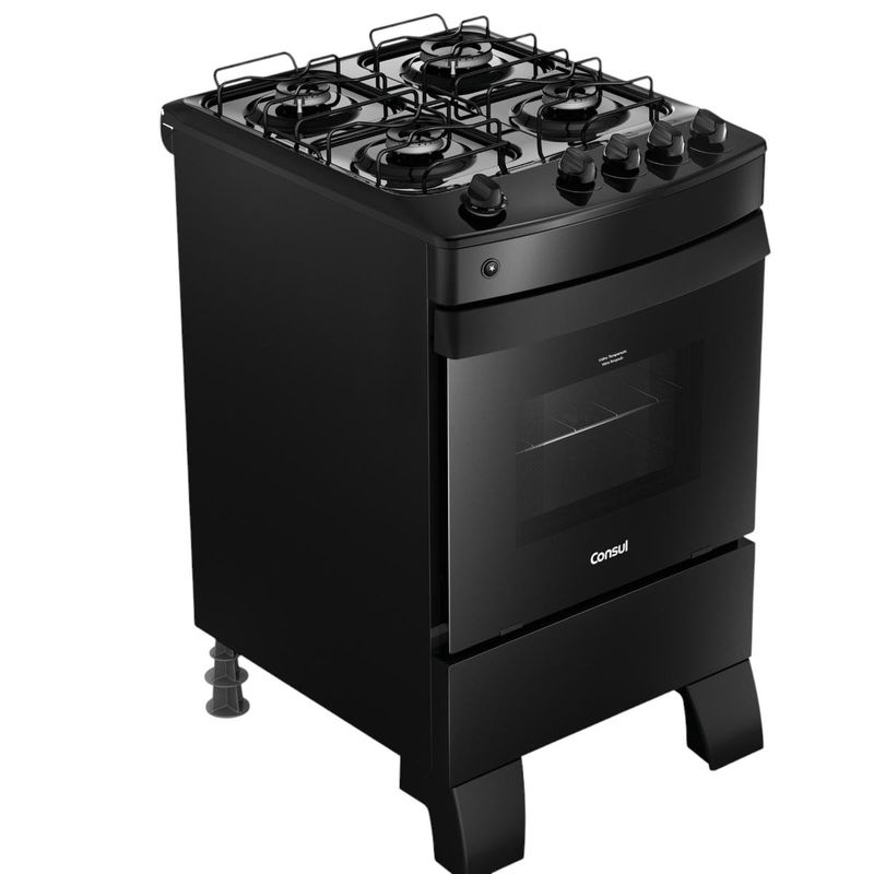 fogão 4 bocas consul acendimento automático preto cfo4zaeuna