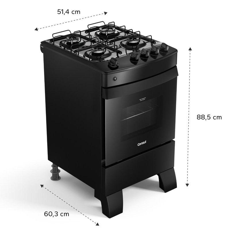 fogão 4 bocas consul acendimento automático preto cfo4zaeuna