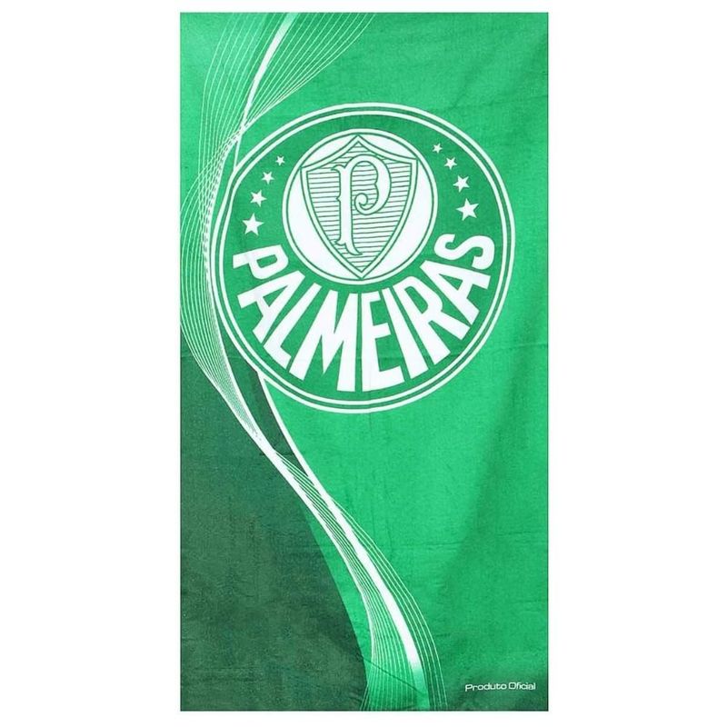 toalha de banho bouton veludo brasão palmeiras 70x140cm (mp)