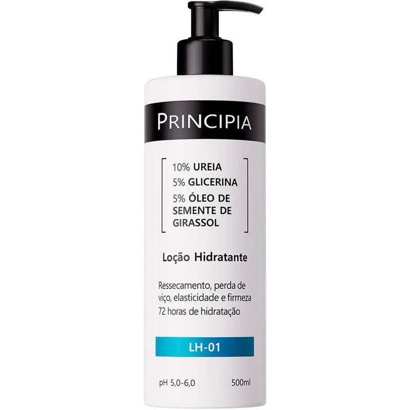 loção corporal hidratante principia lh-01 10% ureia + 5% glicerina + 5% óleo de semente de girassol 500ml