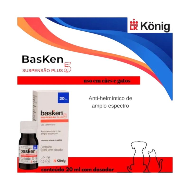 vermífugo suspensão plus 5 para cães e gatos konig 20ml (mp)