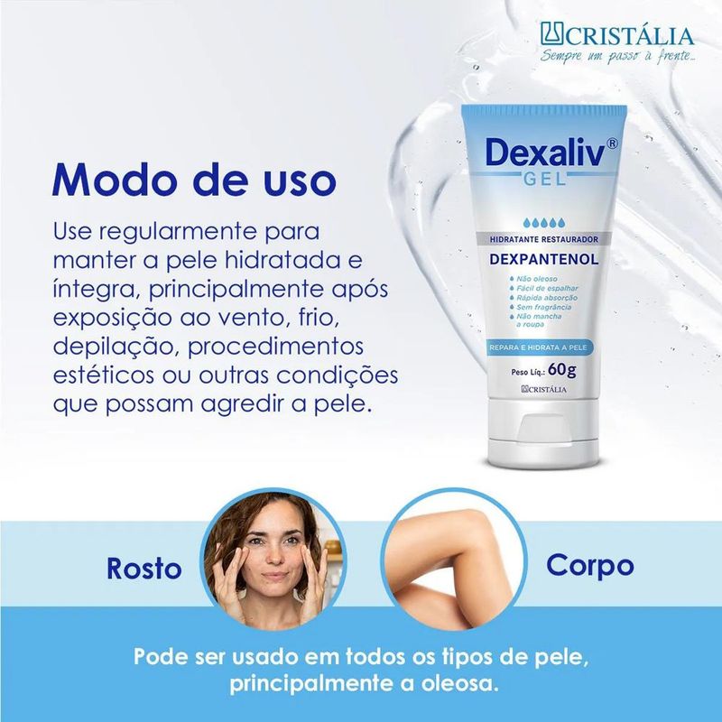 hidratante restaurador dexaliv gel dexpantenol 60g