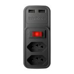 adaptador intelbras para 2 tomadas e 2 usb + chave eac 202 (mp)