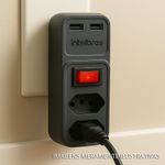 adaptador intelbras para 2 tomadas e 2 usb + chave eac 202 (mp)