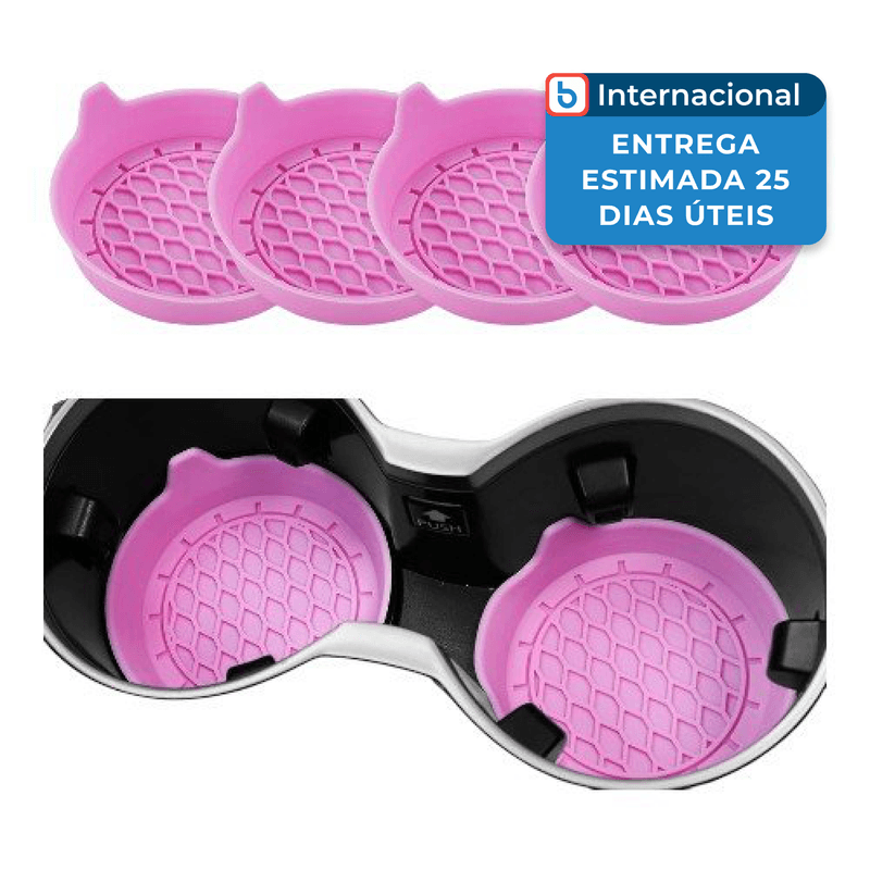 porta-copo antiderrapante 4 peças singaro rosa a-mbi