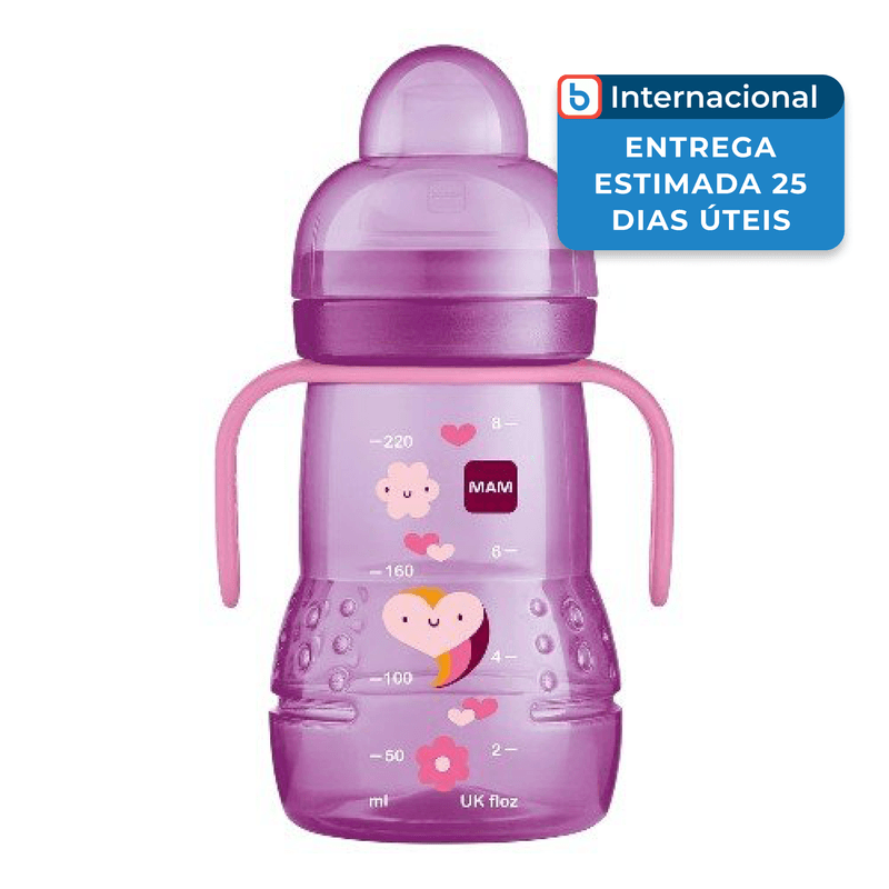 copo com canudinho 227ml para crianças de 1 a 3 anos mam roxo a-mbi
