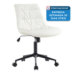 cadeira de escritório kidol & shellder altura ajustável em couro branco a-mbi
