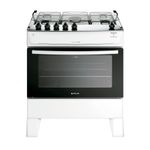 fogão 5 bocas atlas milão top com mesa de inox bivolt branco 300001774