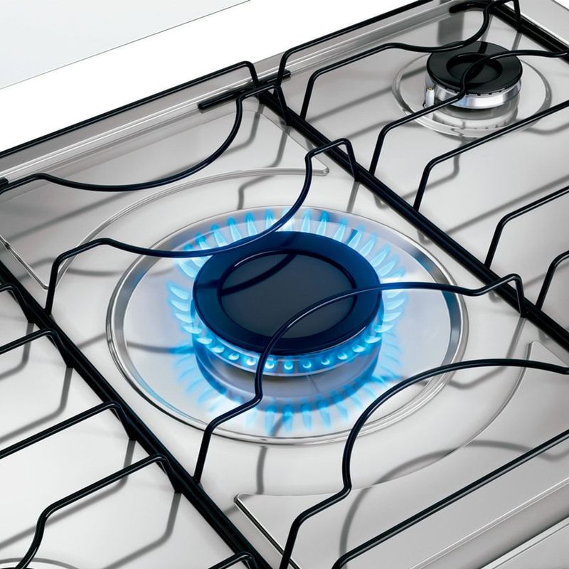 fogão 5 bocas atlas milão top com mesa de inox bivolt branco 300001774