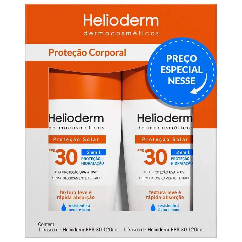 kit protetor solar corporal helioderm fps30 120ml 2 unidades