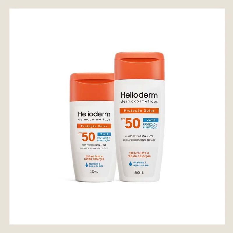 kit protetor solar corporal helioderm fps50 200ml+120ml