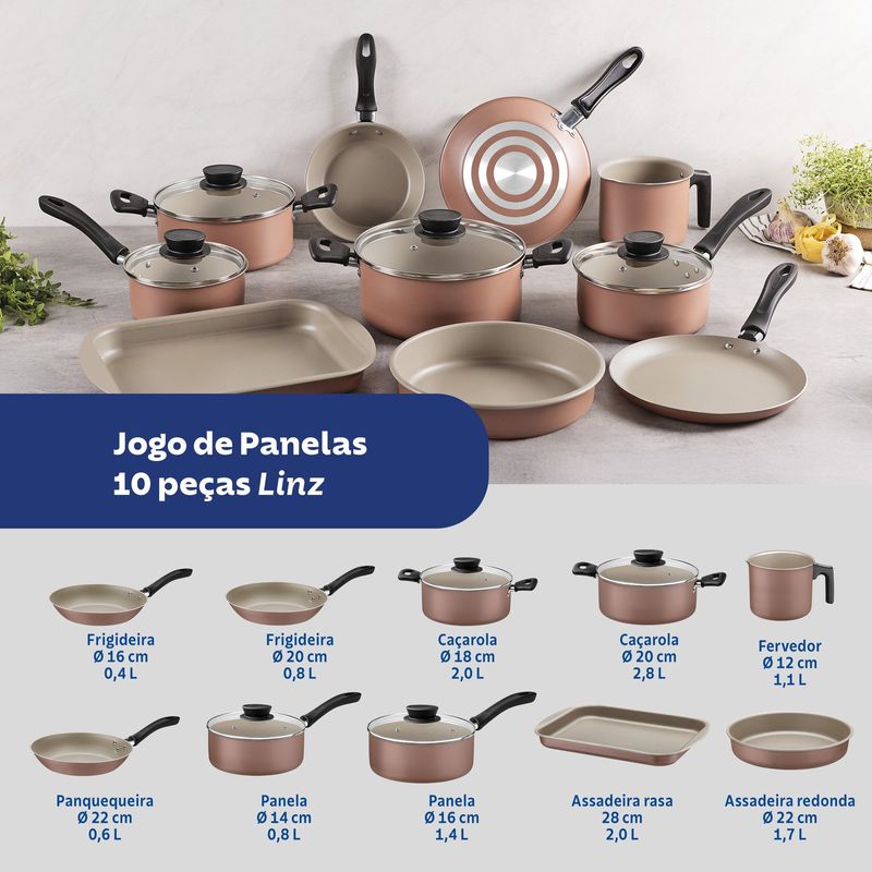 jogo de panelas tramontina 10 peças linz 28299307