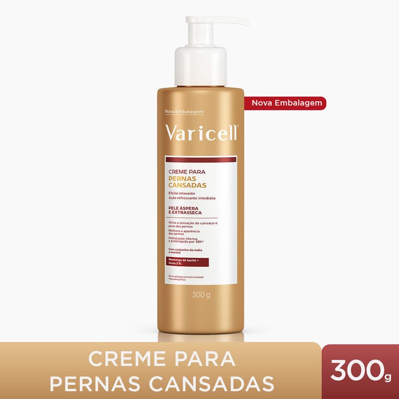 creme para pernas cansadas varicell pele áspera e extrasseca 300g