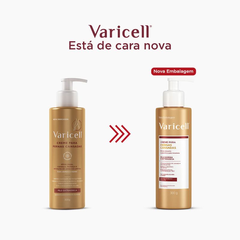 creme para pernas cansadas varicell pele áspera e extrasseca 300g