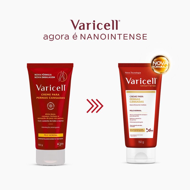 creme para pernas cansadas varicell nanointense pele normal 150g