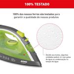 ferro de passar a vapor arno ecogliss 1200w, 127v verde - fec1