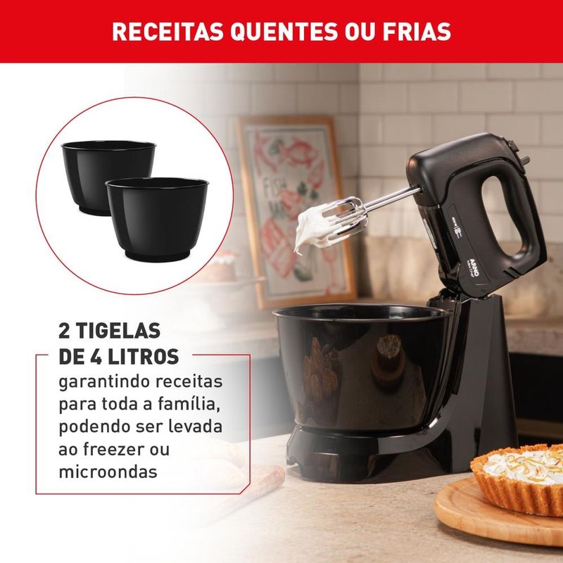 Batedeira Planetária Arno Mini Chef 4L Preto