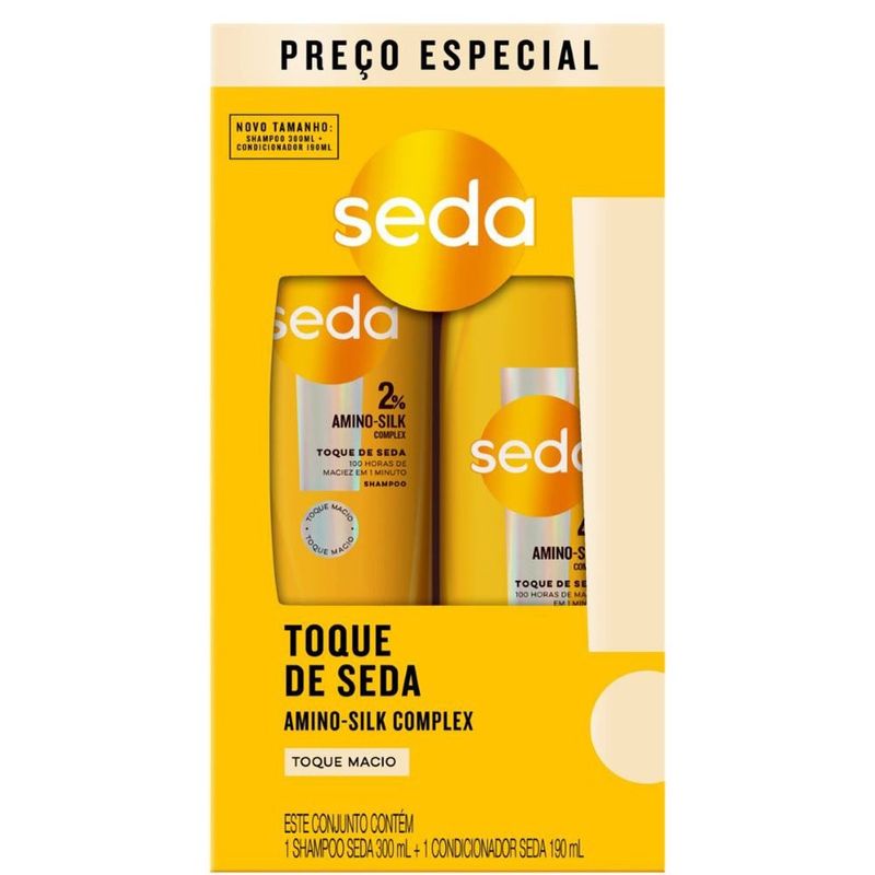 shampoo 300ml e condicionador 190ml seda toque de seda