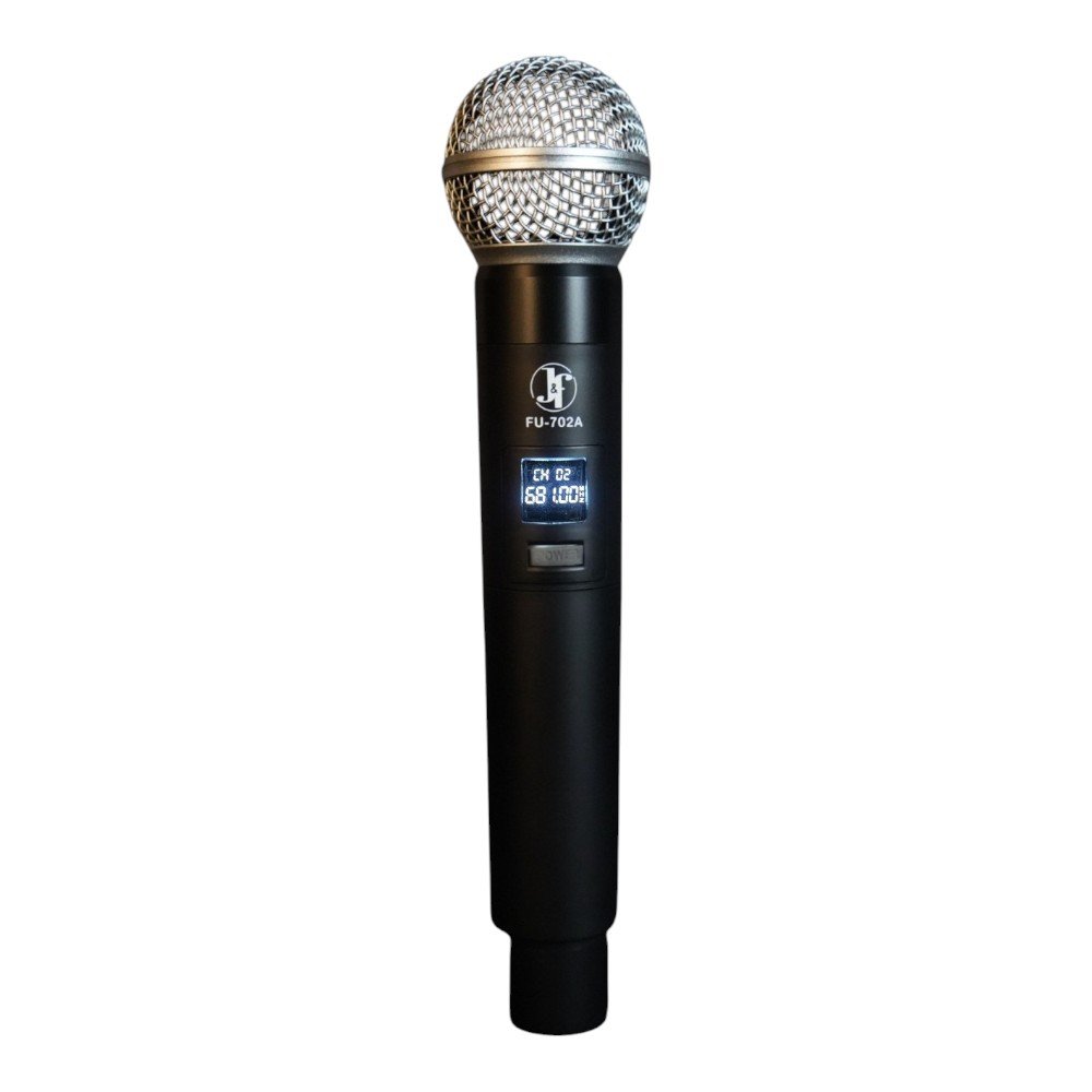 Microfone Sem Fio UHF Duplo J&F Painel FU-702
