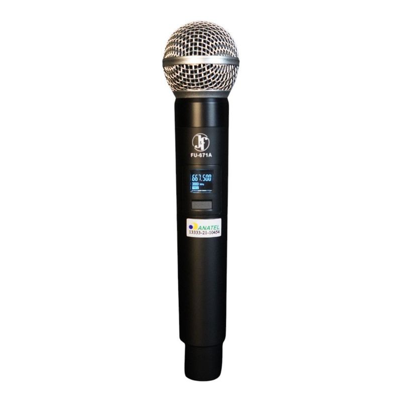 microfone j&f sem fio uhf painel digital fu-671a (mp)