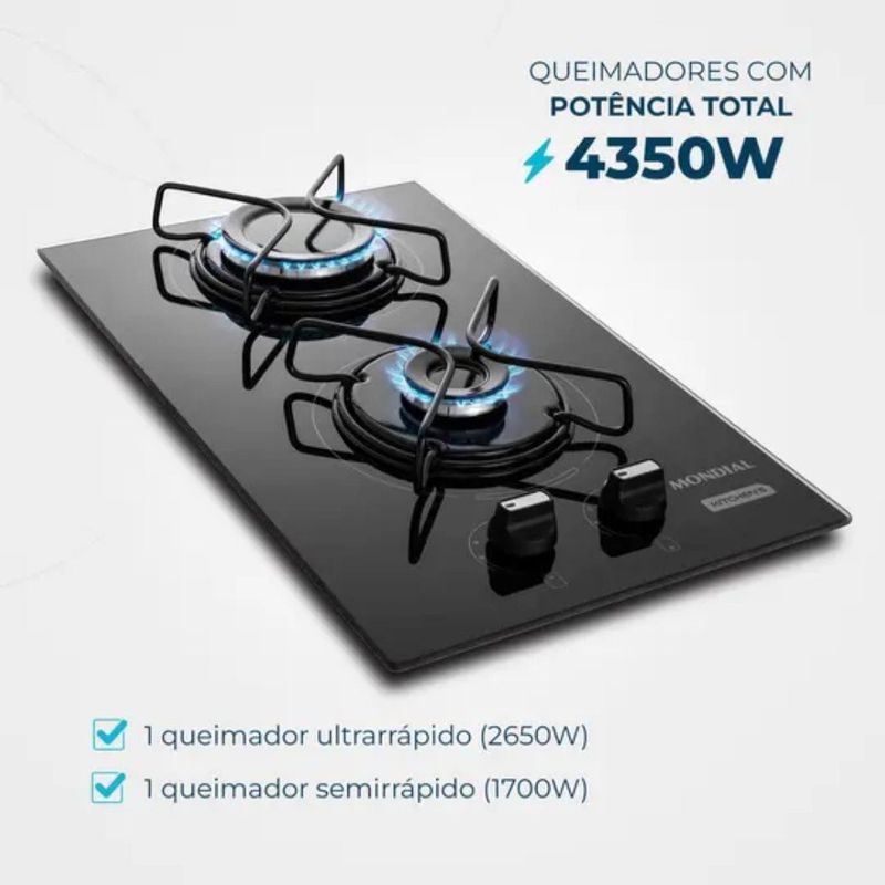 cooktop 2 bocas mondial gás bivolt ctg-04 (mp)