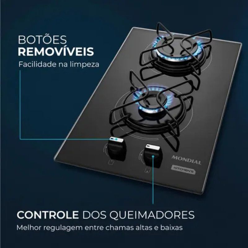 cooktop 2 bocas mondial gás bivolt ctg-04 (mp)