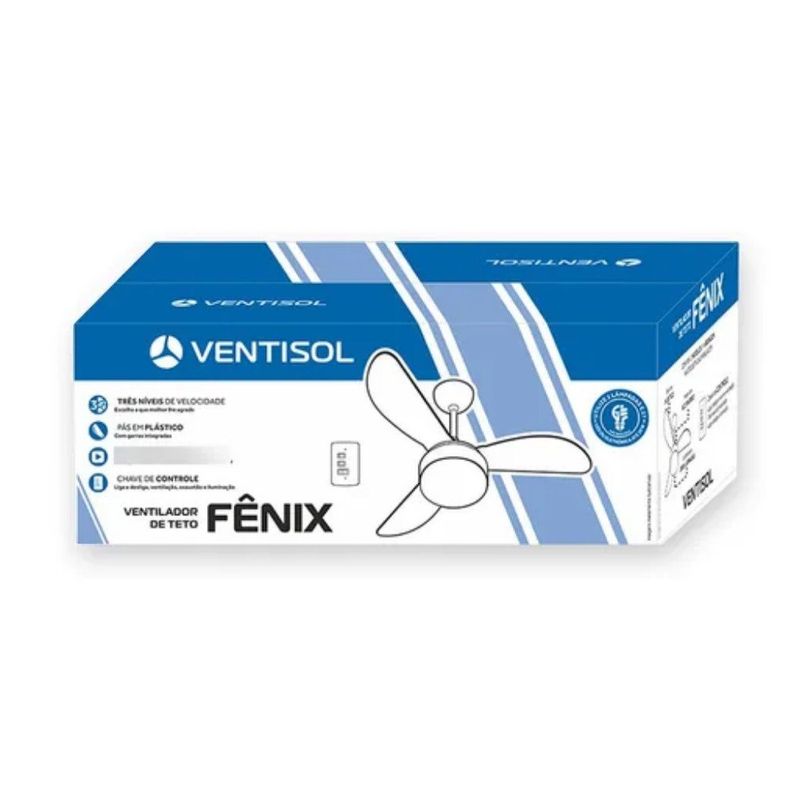 ventilador de teto ventisol fênix 127v branco premium (mp)