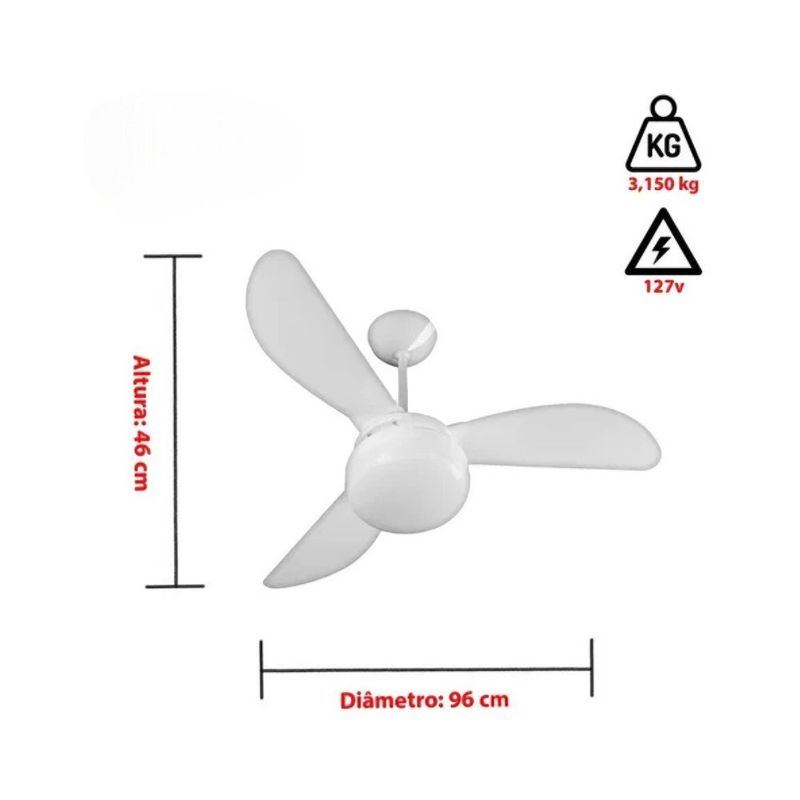 ventilador de teto ventisol fênix 127v branco premium (mp)