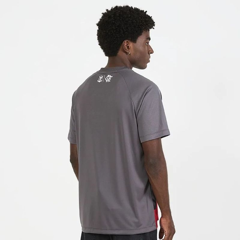 camisa masculina flamengo m braziline harmonia cinza e vermelho (mp)