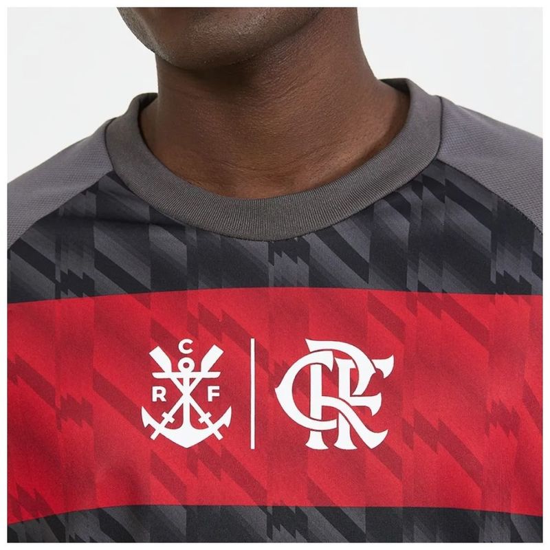 camisa masculina flamengo m braziline harmonia cinza e vermelho (mp)