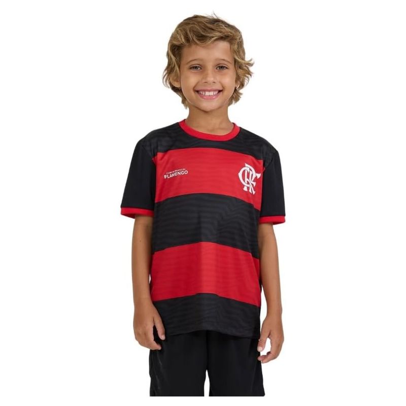 camisa juvenil flamengo 14 anos braziline emoção vermelho e preto (mp)