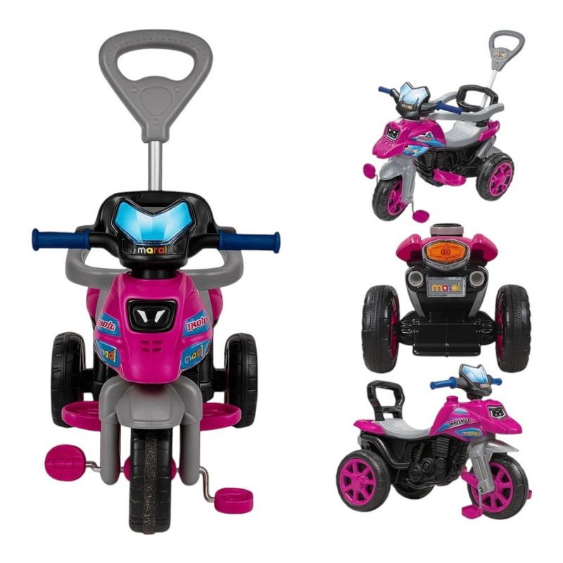 triciclo infantil maral moto trail rosa (mp)