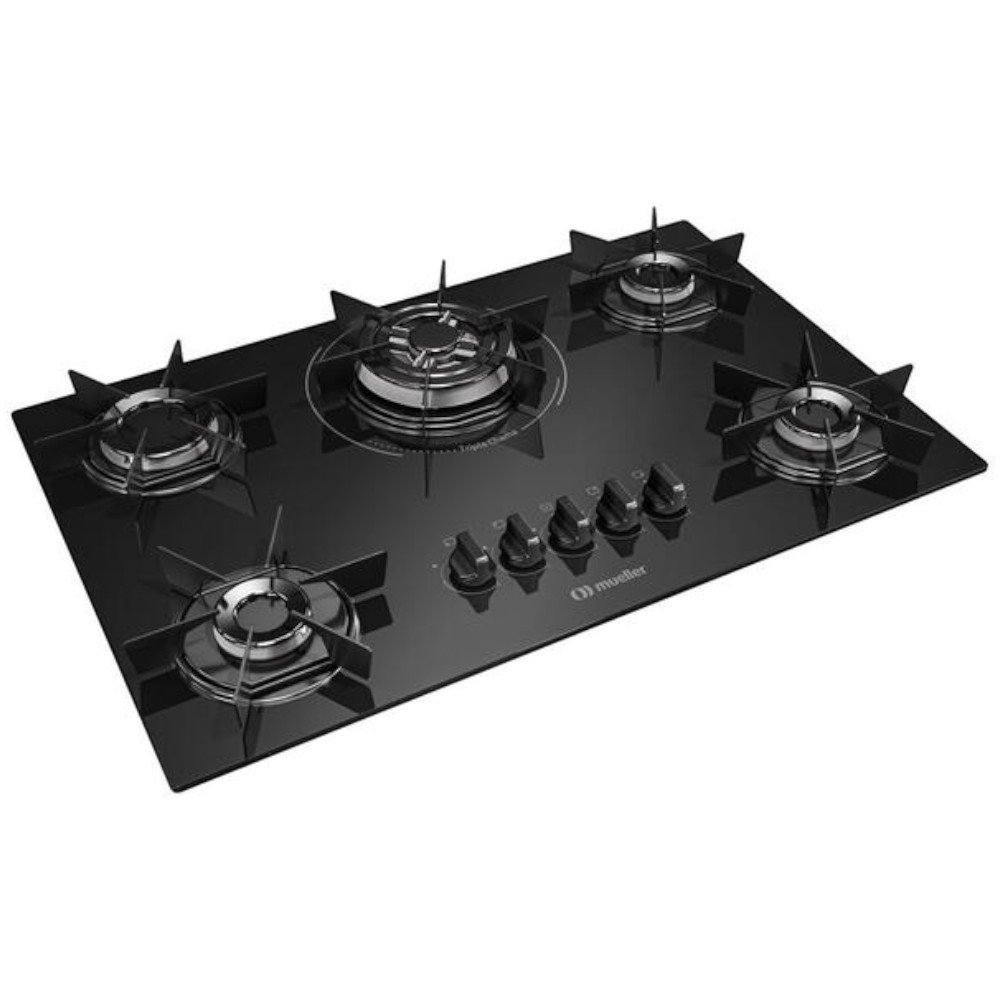 Cooktop 5 Bocas Mueller A Gás Vidro Temperado MCG5BC (MP)