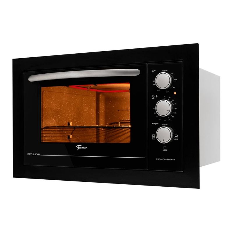forno elétrico fischer embutir fit line 48l preto 127v (mp)