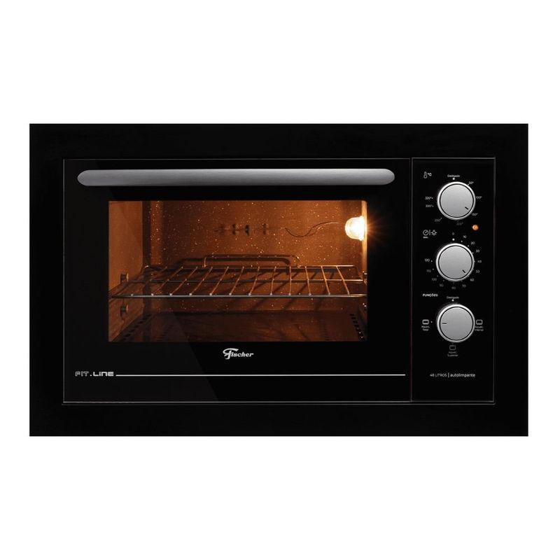 forno elétrico fischer embutir fit line 48l preto 127v (mp)