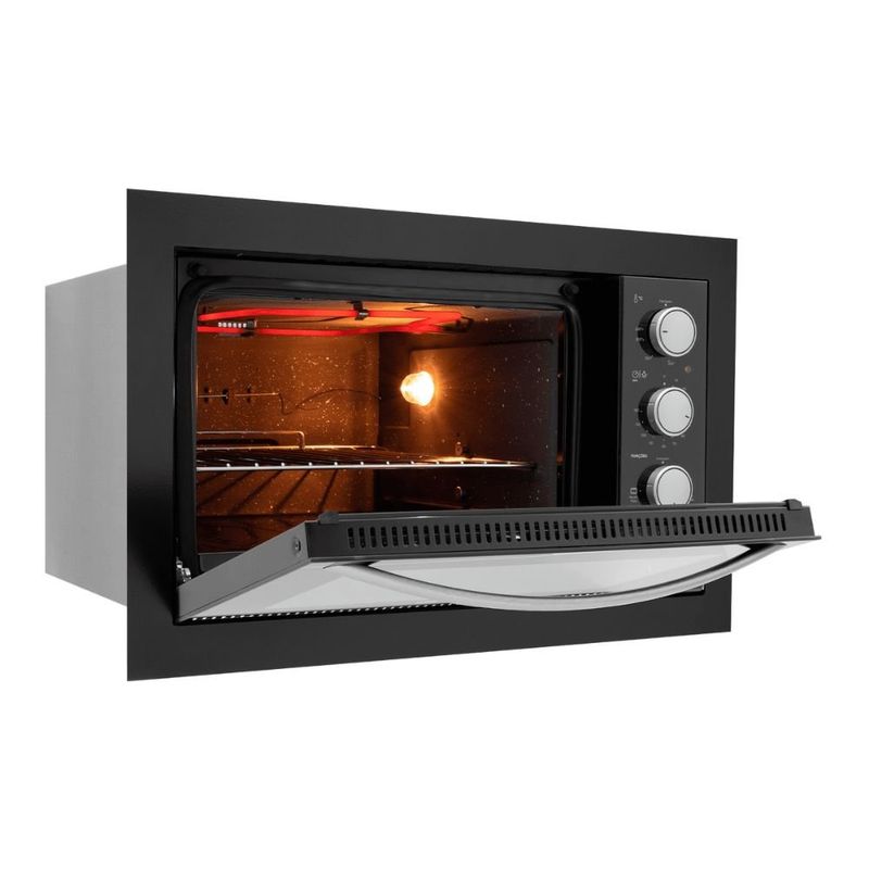 forno elétrico fischer embutir fit line 48l preto 127v (mp)