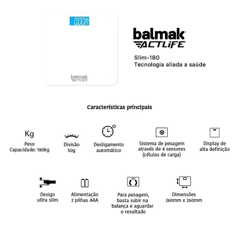 balança digital balmak pessoal 180kg slim-180 pa2016 (mp)