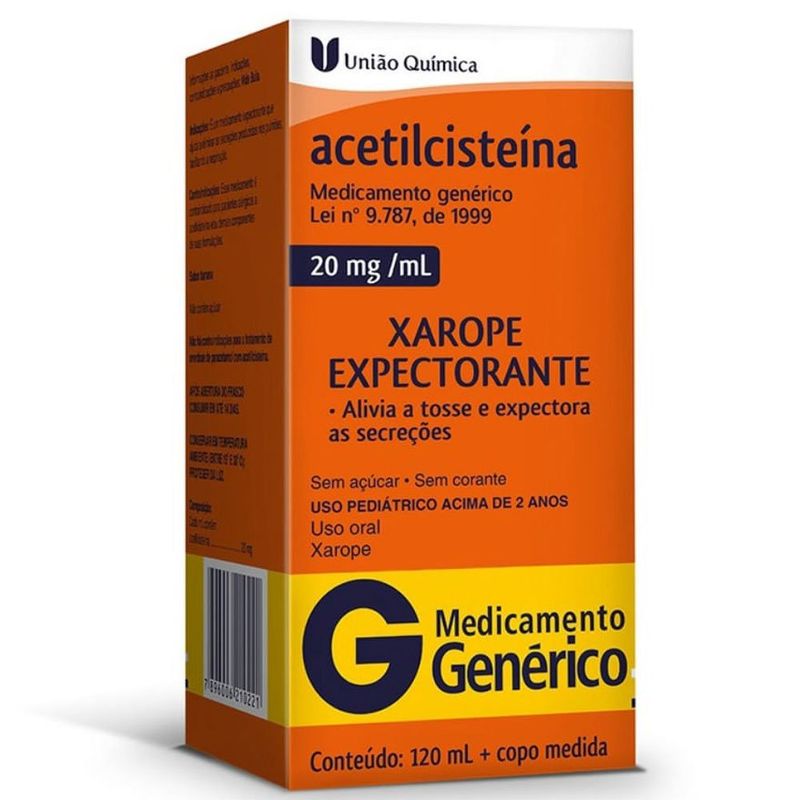 acetilcisteína 20mg/ml 120ml xarope união química