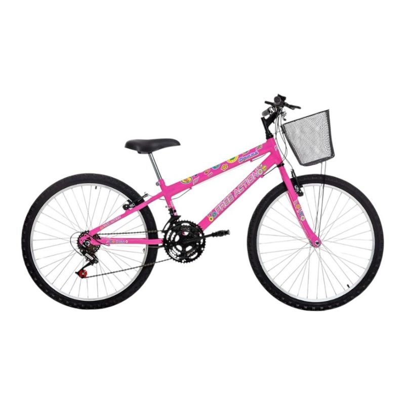 bicicleta free action donna aro 24 18v rosa (mp)