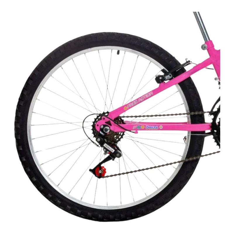 bicicleta free action donna aro 24 18v rosa (mp)